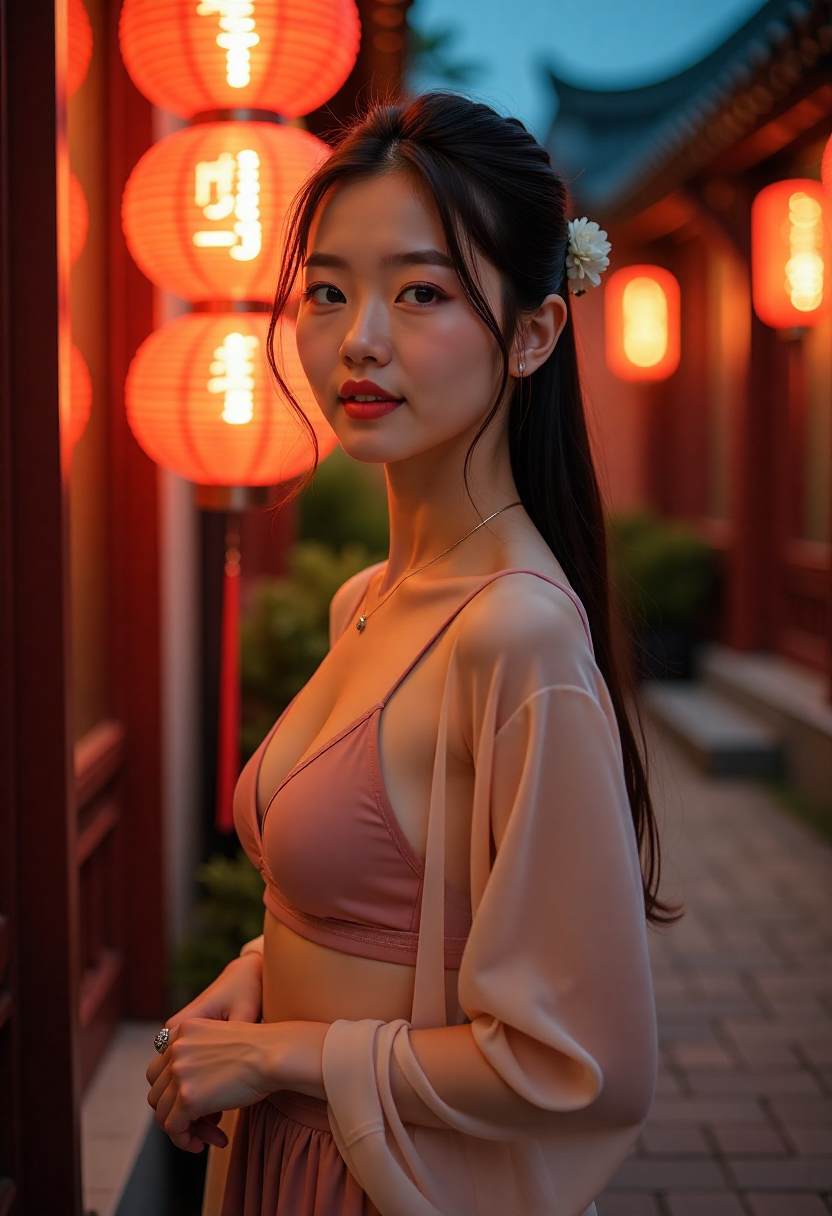 老街窗边人物剪影